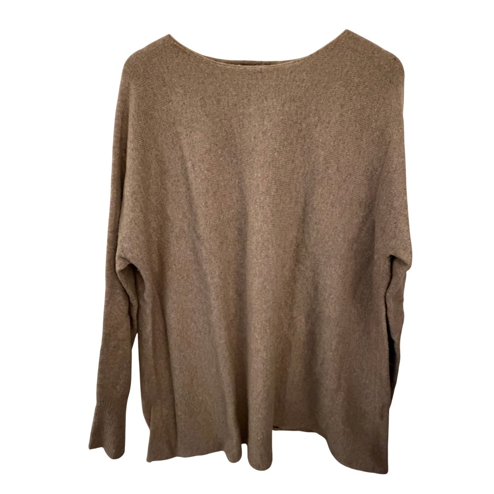 Uniqlo Knit Sweater Medium Brown Excellent Oversized Boat Neck Long Sleeve
